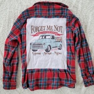 Vintage Red and Blue Plaid Button Down Shirt